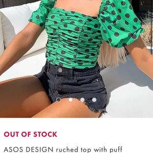 ASOS green puff sleeve top